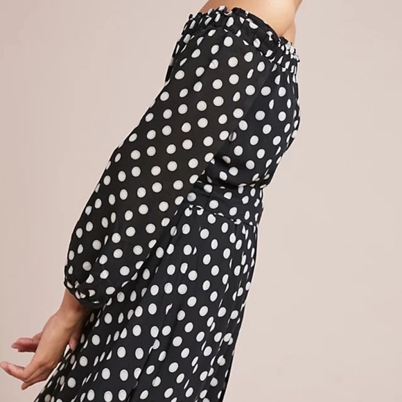 Anthropologie Maeve Gerti Midi Dress in black polka dot - Picture 3 of 13